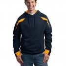 Sport-Tek Color-Spliced Pullover Hooded Hoodie Sweatshirt XS Navy/Athletic Gold