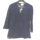 ECI New York Womens Navy Lace Tunic Lace-Up Front Blouse Cover-Up Medium