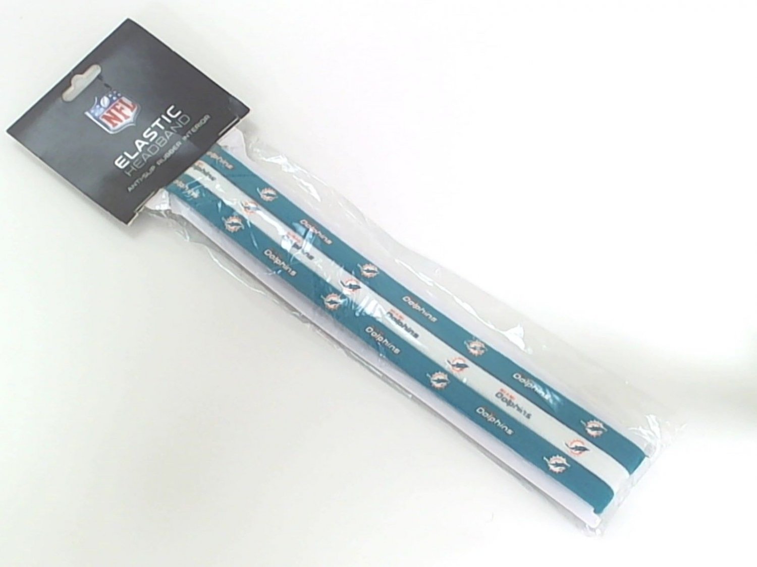 NFL Team Logo Elastic Stretch Headbands Anti-Slip Miami Dolphins 3 pack