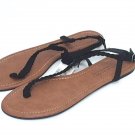 Aeropostale Womens Prince & Fox Skinny Braid T-Strap Sandals Flip Flop Black 10