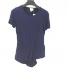 ECI New York Womens Navy Asymmetrical Short Sleeve Stretch Top Navy Medium