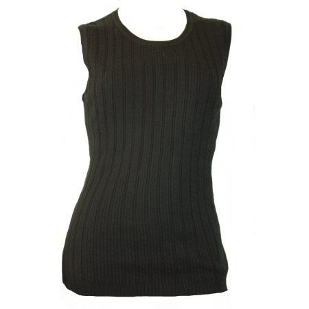 Foxcroft Womens Cotton Cableknit Tank Top Black Size Medium