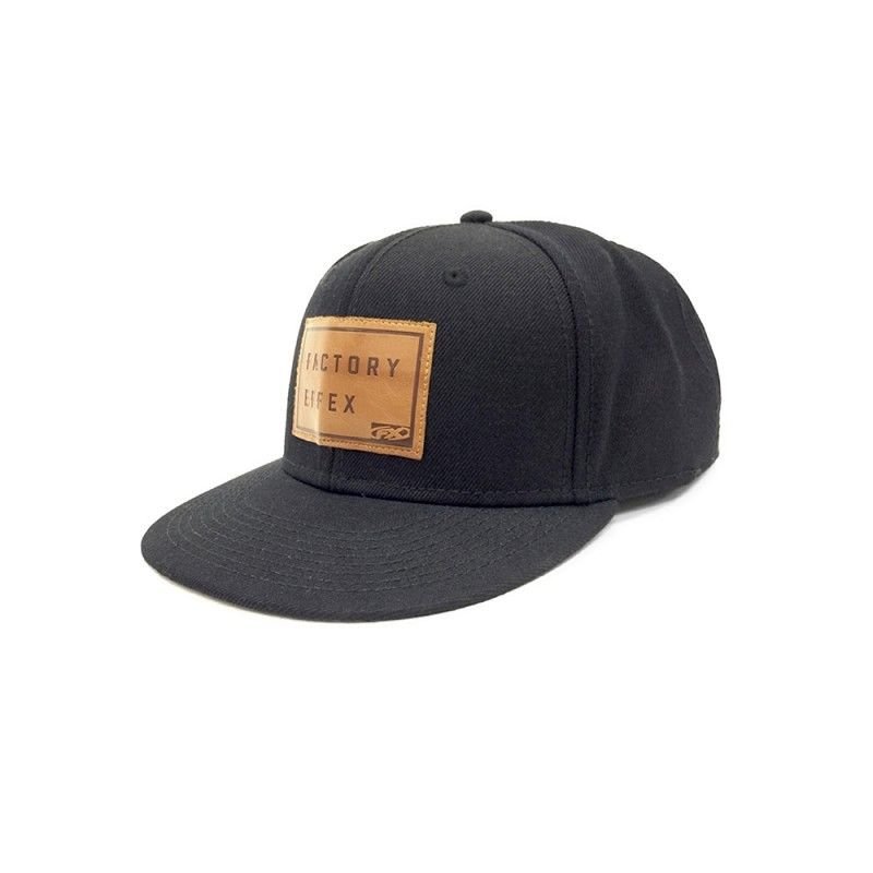 Factory Effex FX MotorCross MX Old School Trucker Black Hat Cap Leather Patch