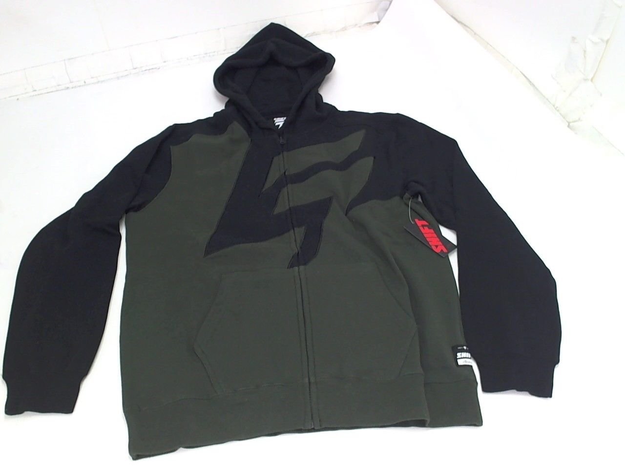 Shift Racing Fraction MX Fleece Zip Up Hoodie Motocross Hoody Army Black SM