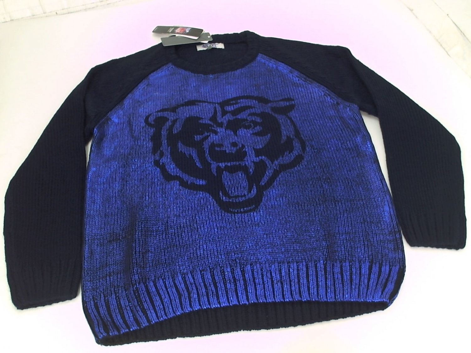 NWT Touch By Alyssa Milano NFL Chicago Bears Womens Shine-On Sweater XL Navy