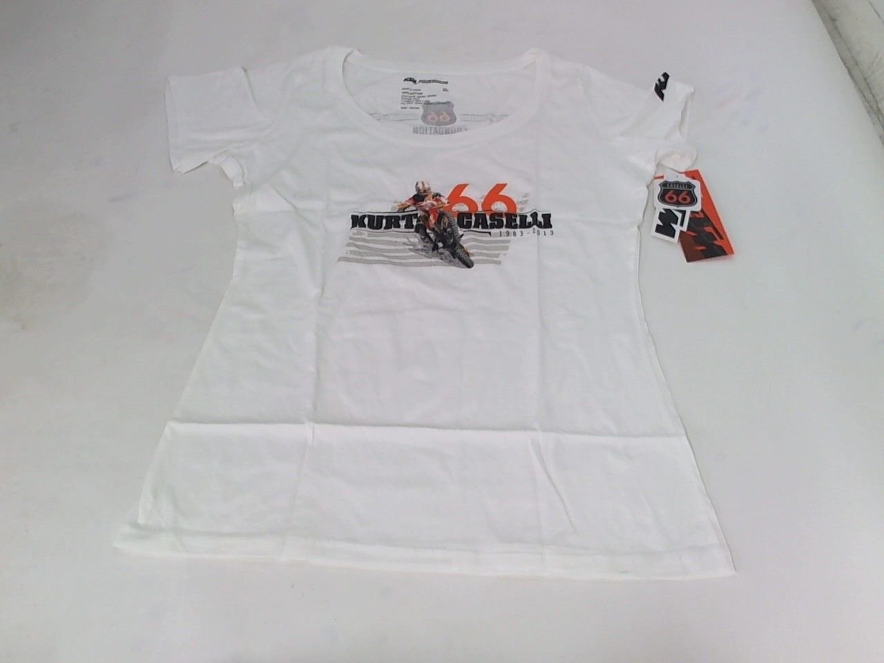 KTM Womens Kurt Caselli KCF Baja Tee Graphic Scoop Neck T-Shirt Tee White Small