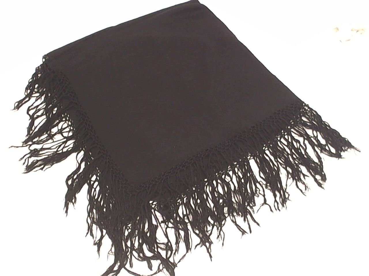 Womens Solid Wooven Fringed Pashmina Style Scarf Wrap Shawl Black 42 x 36 In.