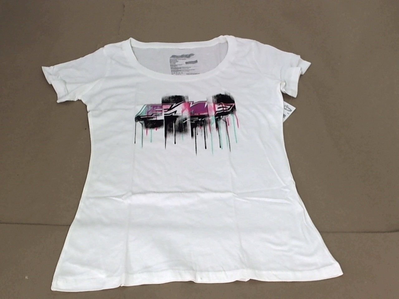 FMF Racing MX GP Motorcycle Womens Grunge Scoop Neck T-Shirt XL White