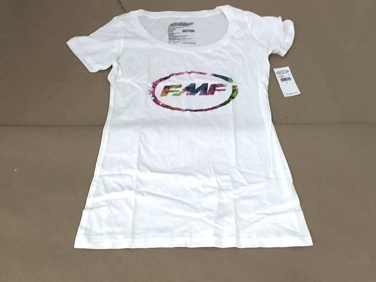 FMF Racing MX GP Motorcycle Womens Concrete Graphic Scoop Neck T-Shirt S White