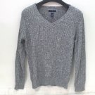 Karen Scott Womens Cotton V-Neck Long Sleeve Sweater Cable Knit Marled Medium