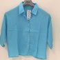 Venus Womens Collared Button Up Dolman Sleeve Open Back Blouse Turquoise Lrg