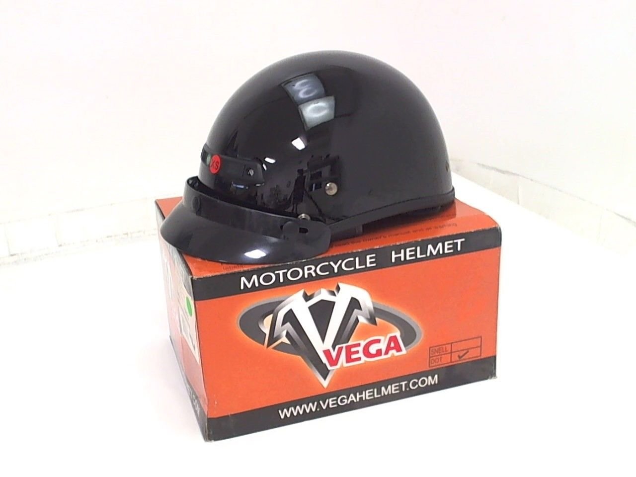 New Vega XTS Motorcycle Naked Half-Helmet Gloss Black XS Biker Cruiser Scooter