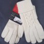 Isotoner Womens Signature Touchscreen Enabled Triple Cable Knit Ivory Gloves NWT