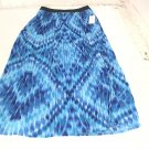 NY Collection Womens Pleated Lined Maxi Skirt Blue Geometric Small