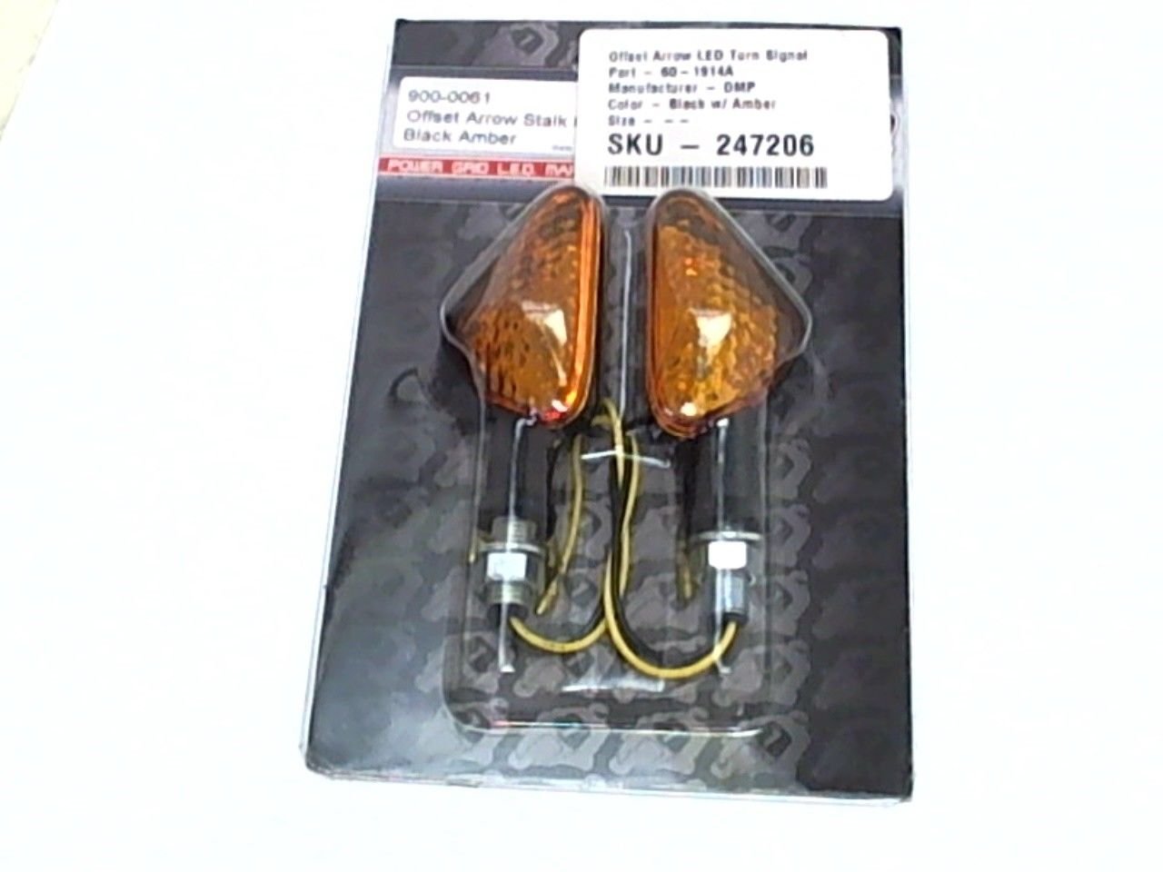 DMP Offset Black and Amber Arrow Stalk LED Motorcycle Turn Signals