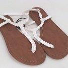 Aeropostale Womens Prince & Fox Skinny Braid T-Strap Sandals Flip Flop White 10