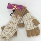 Rampage Womens Marled Flip-Top Convertible Knitted Gloves Brown/White One Size