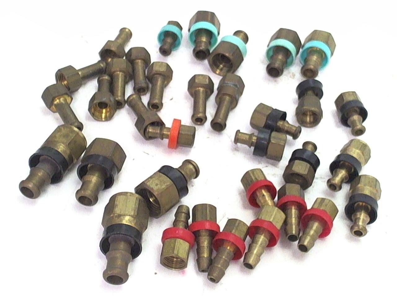 Lot of 34 Hose Barb PushOn Rigid Female Brass Fittings Clamp Style