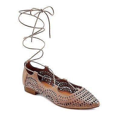 Mossimo Supply Womens Ghillie Blush Lace Up Cut Out Ballet Flats Shoes Size 8