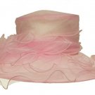 August Hats Womens Formal Sheer Wide Ruffle Brim Packable Hat Pink Adjustable