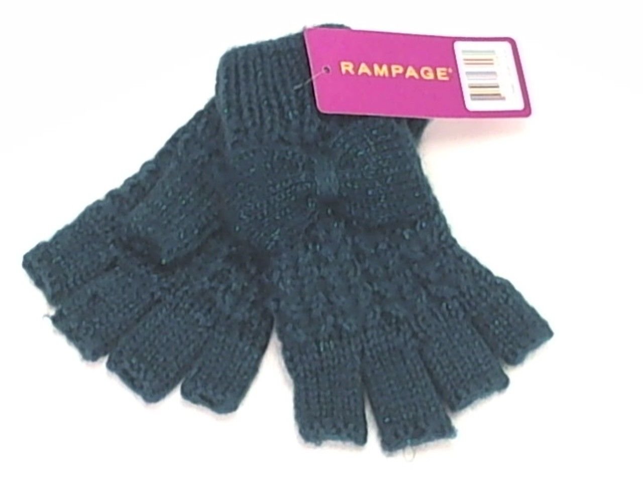 Rampage Womens Knitted Fingerless Gloves W/Bow Metallic Green One Size