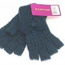 Rampage Womens Knitted Fingerless Gloves W/Bow Metallic Green One Size