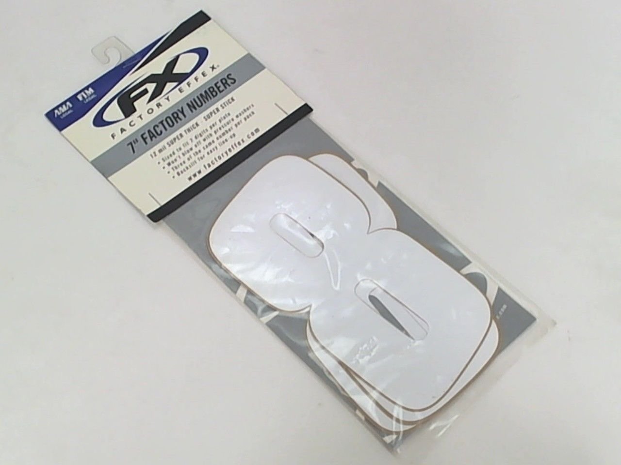 FX 7" Factory Numbers 3-Pack White No. 8 AMA FIM NMA Legal Graphic Number Plate