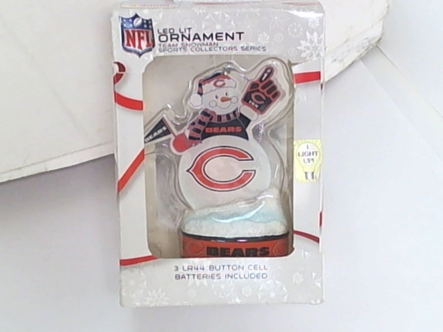 NFL Chicago Bears LED Light Up Snowman Christmas Ornament _ Dented Box - NOS