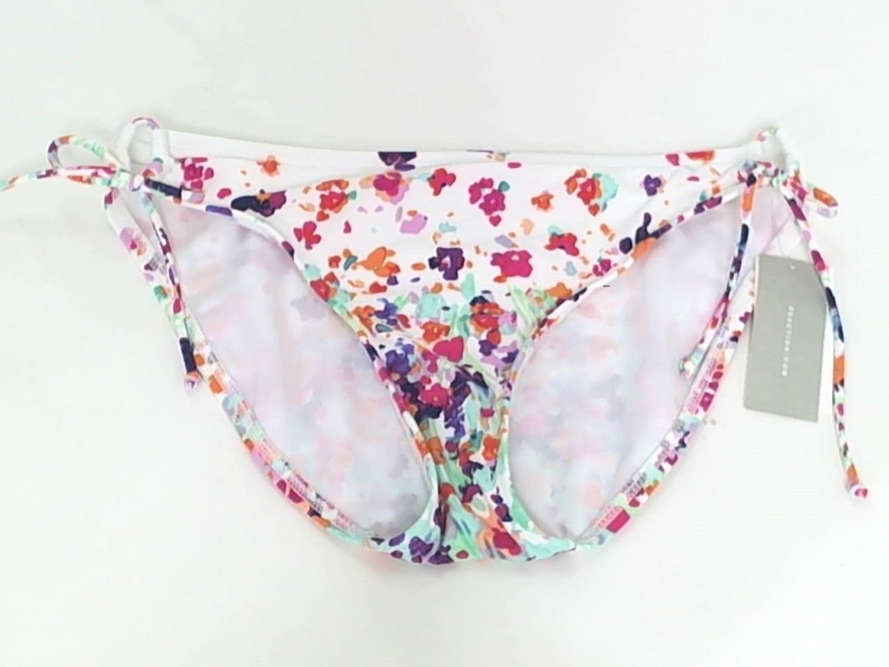 Kenneth Cole Reaction White Floral Side Tie Swim Bikini Bottom S