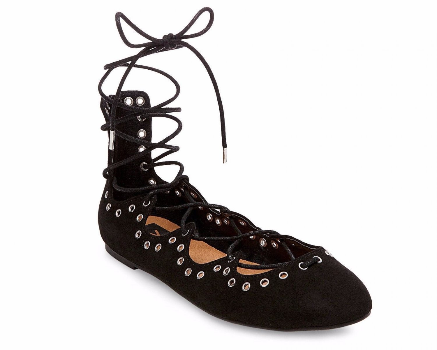 DV Dolce Vita Womens Angelique Ghillie Faux Suede Black Lace Up Ballet ...