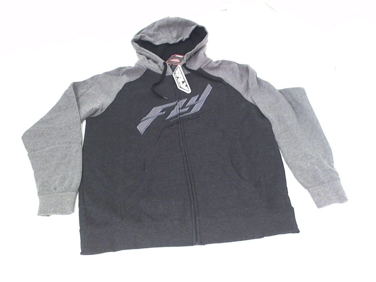Fly Racing Motocross Raglan Zip Up Hoodie MX Sweatshirt Hoody Charcoal Heather S