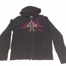 Throttle Threads Womens Angelic Zip Up Hoodie Black Size Large