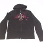 Throttle Threads Womens Angelic Zip Up Hoodie Black Size Large
