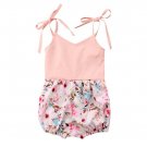 Newborn Baby Girls Flower Bodysuit Jumpsuit Sleeveless Lace Up 0-3 months