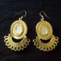 Tassel earrings dangle fan Artisan Beaded rhinestone Boho Chic Yellow lime hook