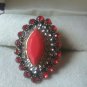 Turkish Style Gold-plated Inlaid Red Stone Crystal Ring Size 8 NEW cocktail