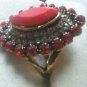 Turkish Style Gold-plated Inlaid Red Stone Crystal Ring Size 8 NEW cocktail