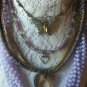 Vintage necklaces 4 pc lot lilac AERO heart butterfly wood costume bead boho