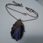 Vintage large faceted teardrop clear blue pendant goldtone chain necklace 24"
