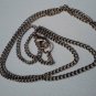Vintage large faceted teardrop clear blue pendant goldtone chain necklace 24"