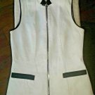 ALBERTO MAKALI Vintage white 100% LEATHER VEST sexy size 6 MSR$362 black