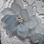 Pale Pastel Blue Opaque Statement Floral 3 Flower Crystal bead Bib Necklace