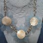 Pale Pastel Blue Opaque Statement Floral 3 Flower Crystal bead Bib Necklace