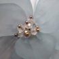 Pale Pastel Blue Opaque Statement Floral 3 Flower Crystal bead Bib Necklace
