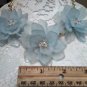 Pale Pastel Blue Opaque Statement Floral 3 Flower Crystal bead Bib Necklace