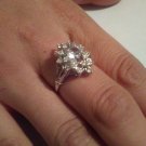 Vintage Uncas signed clear cluster Rhinestone Size 7.5 ladies cocktail ring