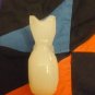 Vintage white Alabaster Stone Marble sitting Cat figurine
