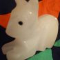 Vintage white Alabaster Stone Marble sitting Cat figurine