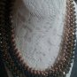 Goldtone Metal Leather Woven Cord bohemian gypsy Necklace bib multi strand