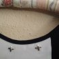 EDGE ladies Dressy White Black Sleeveless Blouse  size Small polyester studded
